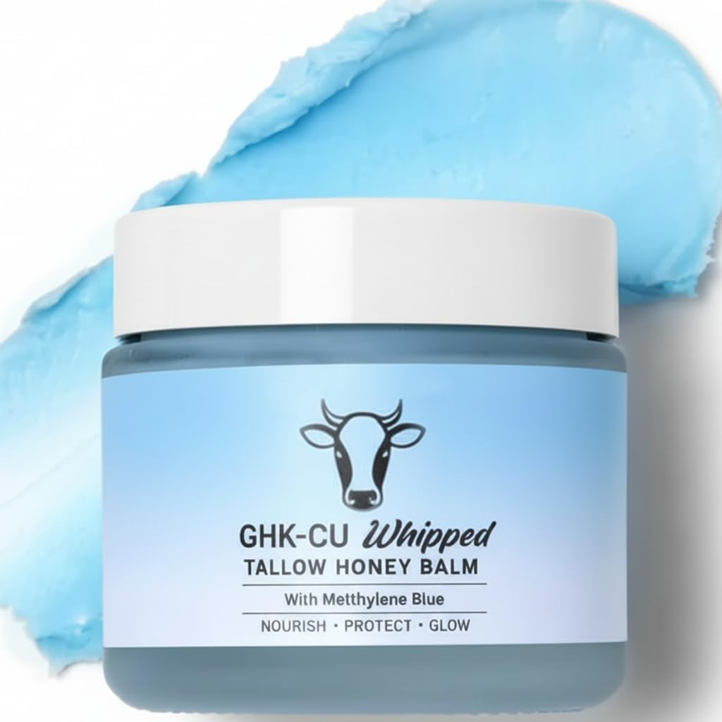 GHK-CU Whipped Tallow Honey Balm with Methylene Blue，Moisturizing Cream for Soft, Handmade All-Natural Moisturizer，60G（1Pc） image number 2