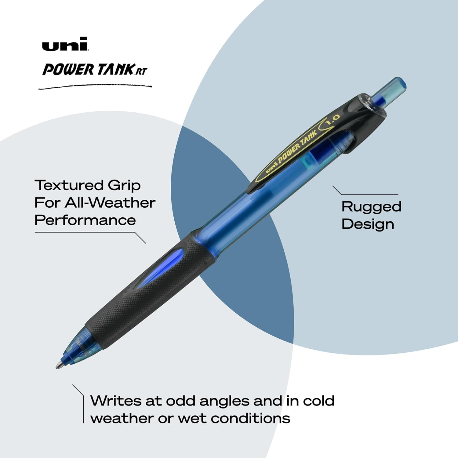 Uni-Ball Power Tank Retractable Ballpoint Pens Medium Point, 1.0Mm, Blue, 12 Pack image number 4