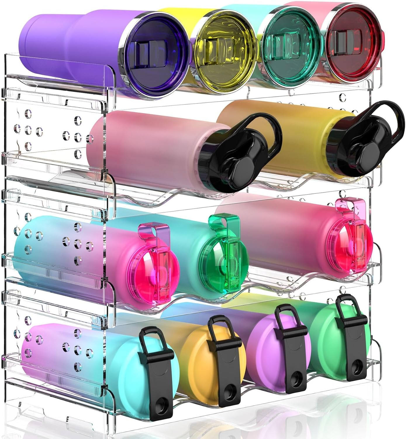 Water Bottle Organiser, Water Bottle Holder Plastic Stackable Water Bottle Storage Rack for Kitchen Cabinets, Countertop, Pantry Storage and Fridge, Free-Standing Kitchen Storage Holder (16 Bottle) image number 5