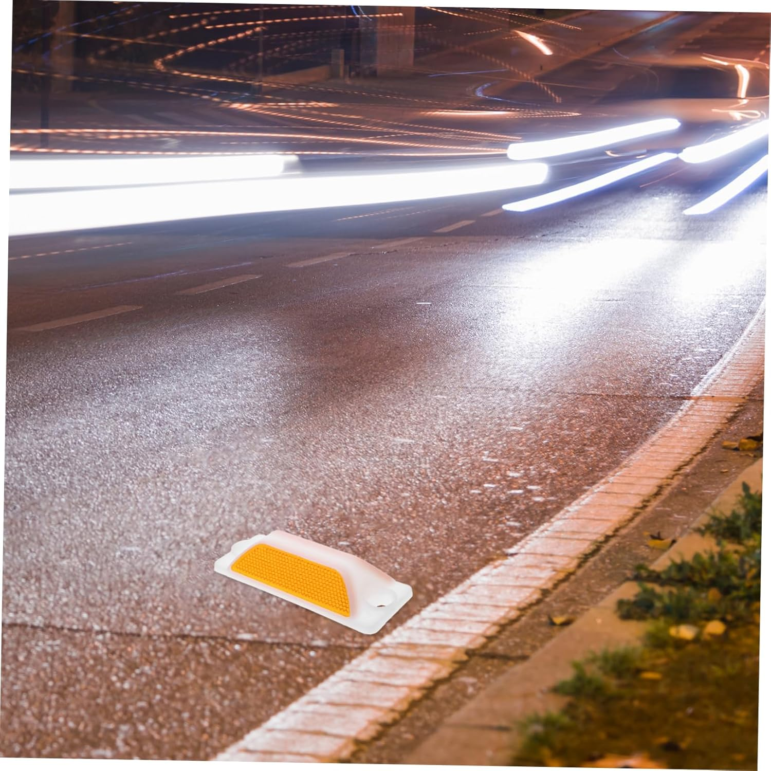 2Pcs Rectangular Reflective Driveway Markers 11.5X40Mm Dual Yellow Fence Reflectors for Road Safety Pavement Delineators Suitable for Parking Lots and Highways image number 3