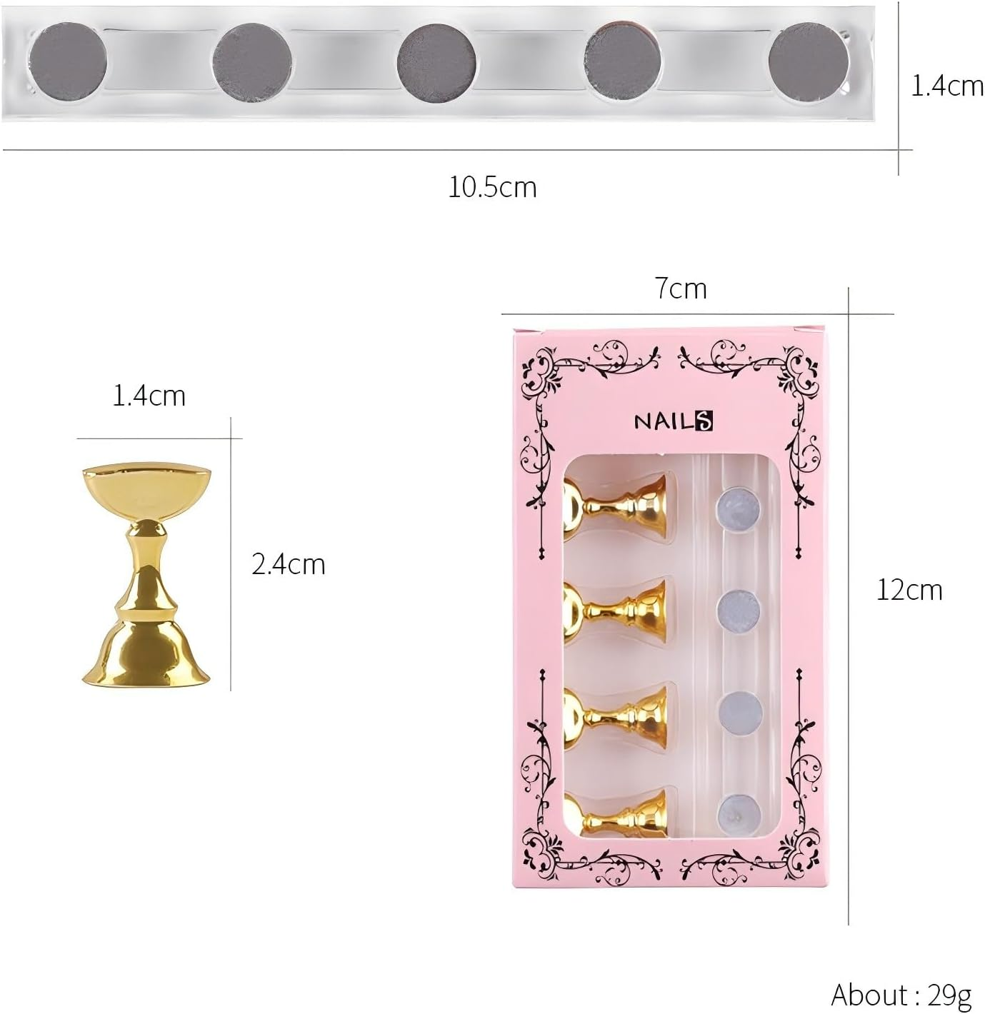 HIGHROCK 2 Sets Magnetic Nail Tip Practice Stand Nail Holders for Painting and False Nail Tip Manicure Tool,Acrylic Nail Display Stand image number 3