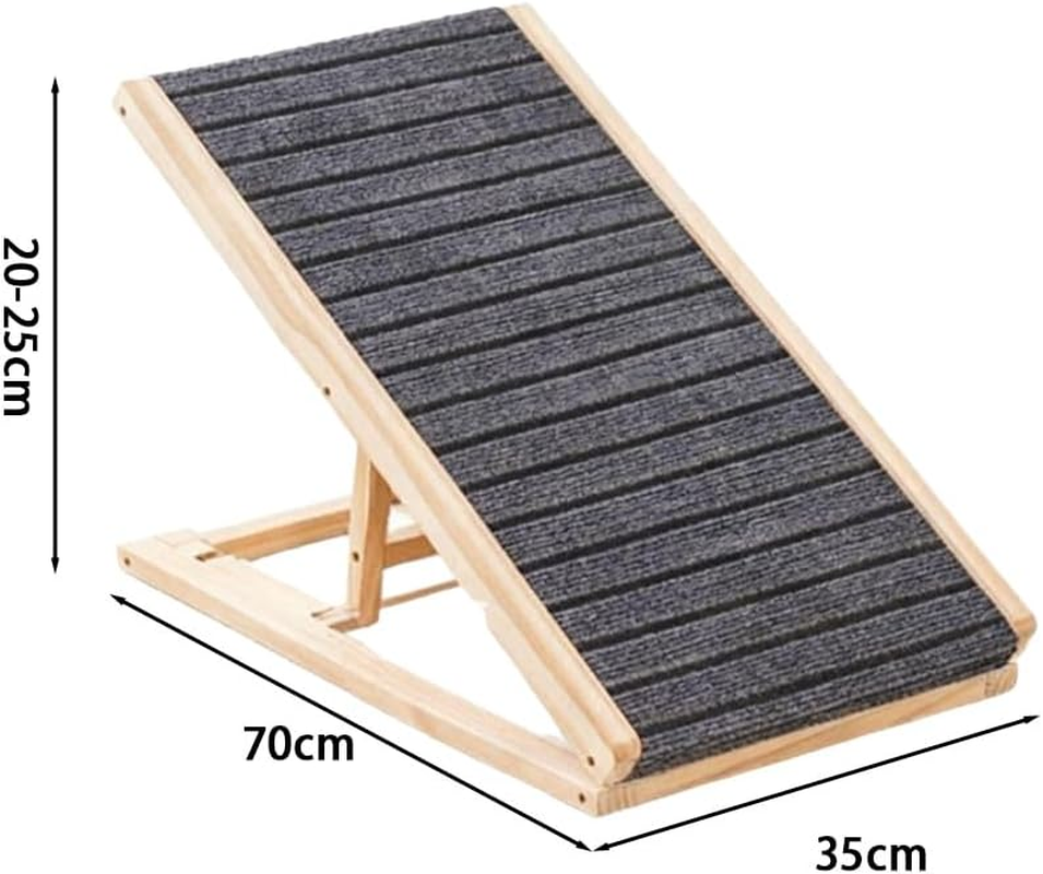 Dog Stairs Ramp, Foldable Dog Ramp, Non-Slip Wooden Folding Safety Pet Ramps for Car High Bed Sofa, Adjustable Safety Dogs Stairs for Small & Large Old Dogs & Cats