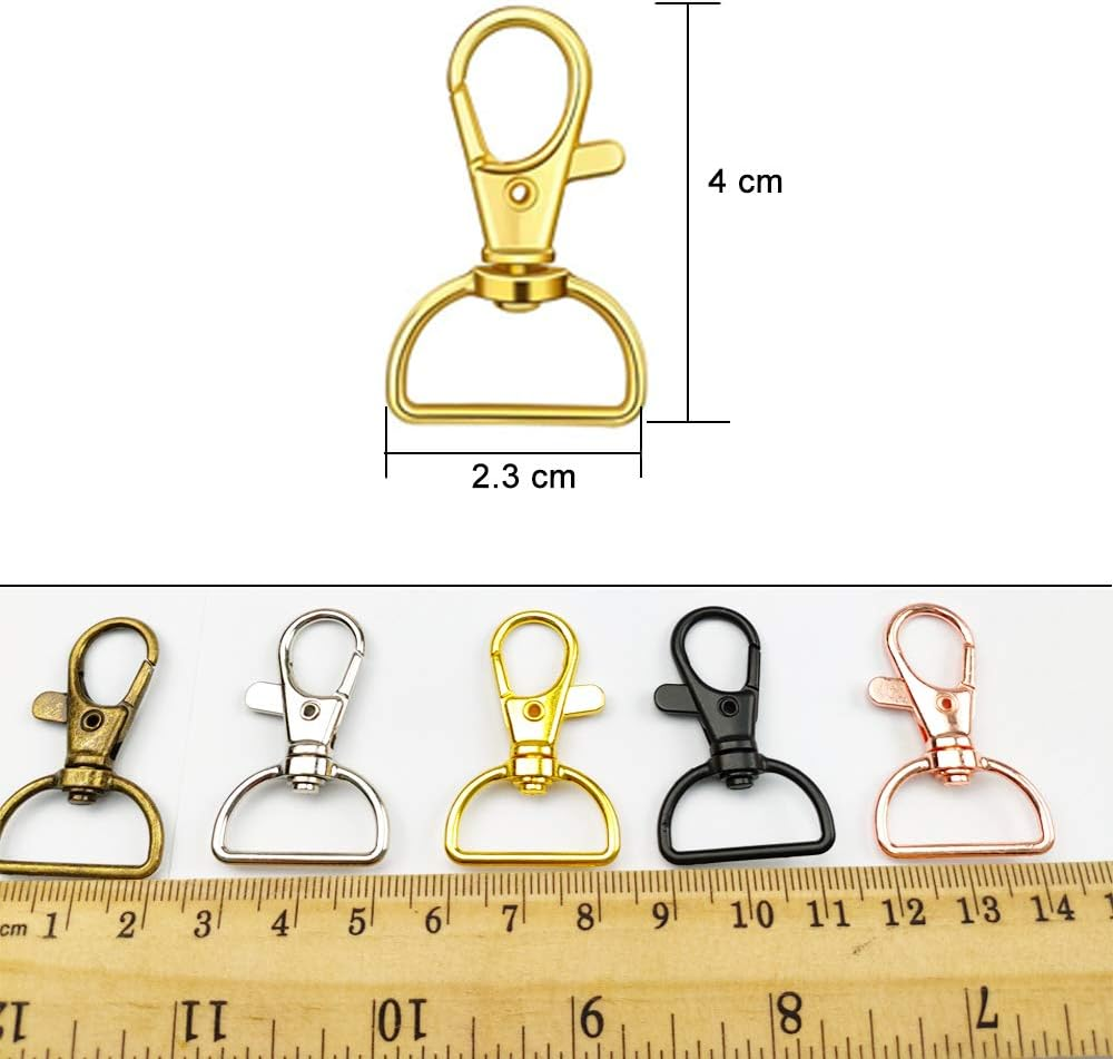 40 Pieces Swivel Snap Hooks Lanyard Snap Hooks Keychain Clip Hook Lobster Claw Clasp Metal Hook Clasp with D Rings for Keychain Purse Hardware Sewing Craft Project image number 1