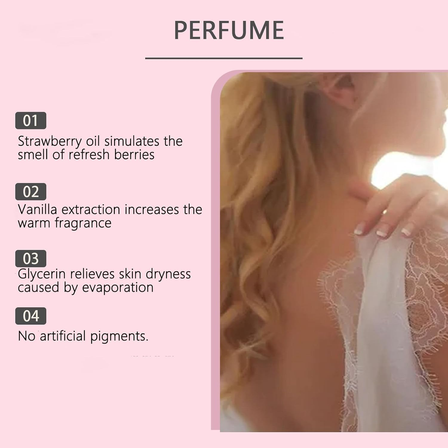 Delicate Perfume for Women - Romantic Vanilla & Fruity Fragrance, Long-Lasting Spray for Everyday Use, Skin-Friendly, Refreshing & Charming Scent,Charming with Strawberry Scent for Women (1Pcs) image number 4
