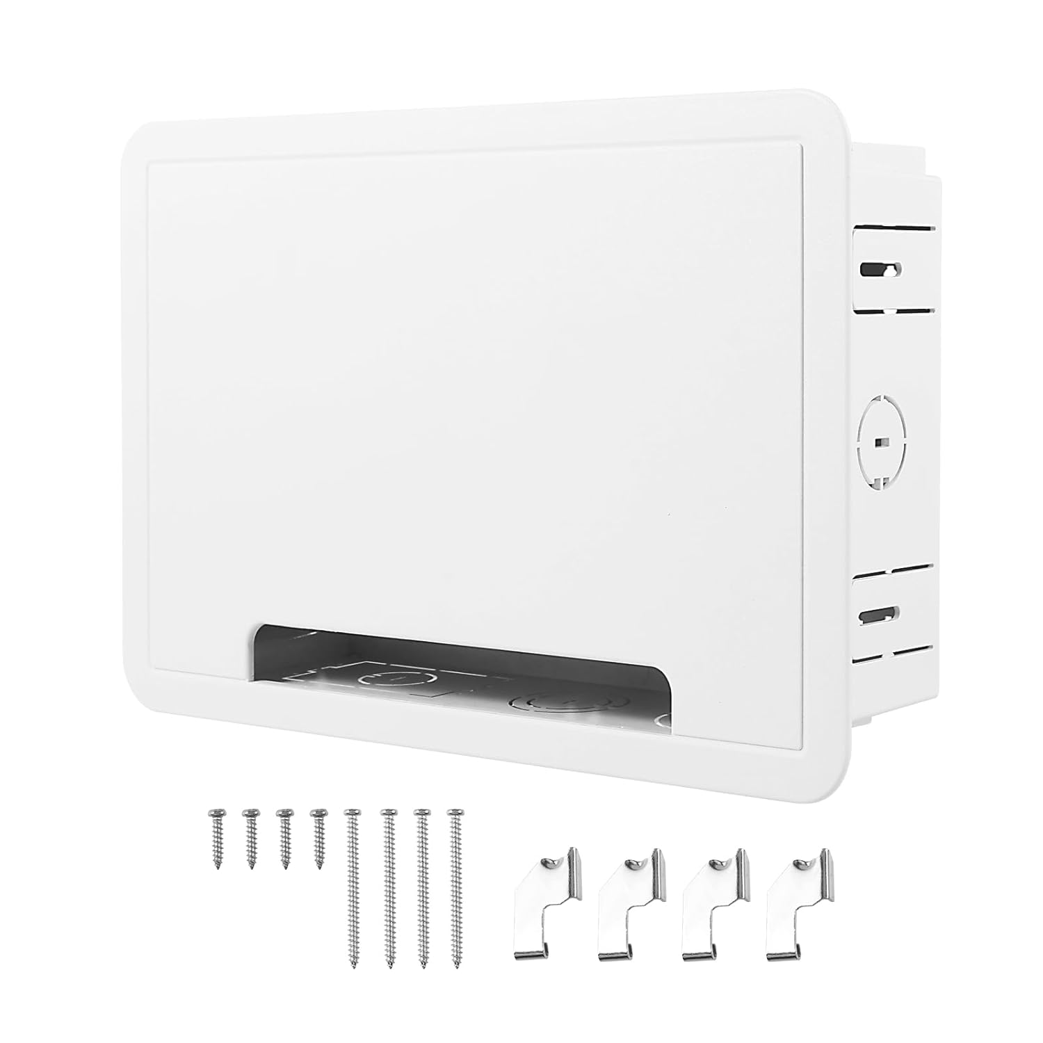 In Wall TV Media Box 9 Inch Recessed Media Box Cable Management Kit Organize Streaming Device Easy Installation for Wall..(White) image number 6