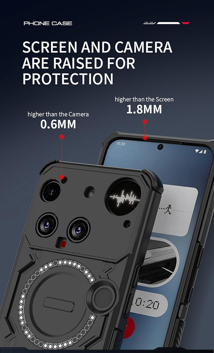 SEAHAI Case for Nothing Phone (3) with Magnetic Adsorption Function, Military Shockproof Case, Ultra Thin Hard PC Protective Case, Silicone, TPU Bumper Mobile Phone Case, Black image number 5