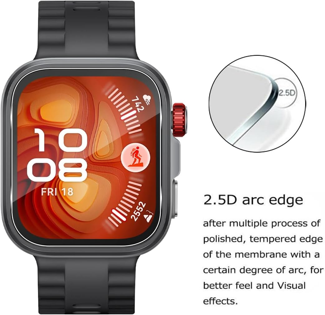 GEEMEE Pack of 3 Tempered Glass Screen Protectors for Huawei Watch Fit 4 Pro, Waterproof Tempered Glass Film, 9H Screen Protector, HD Anti-Scratch Screen Protector, Shatterproof, Bubble-Free Screen image number 3