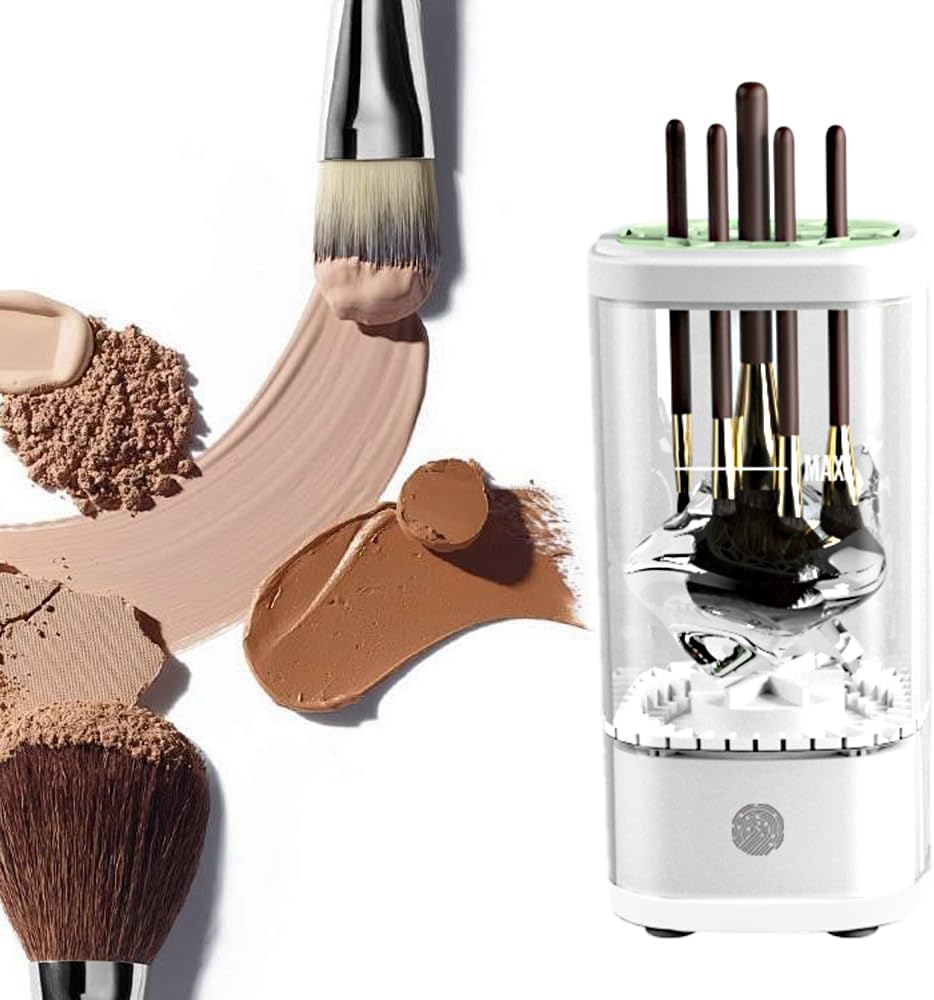 Flohsen Electric Makeup Brush Cleaner, Multi-Functional Cosmetic Brush Cleaner, Portable Automatic Makeup Brush Cleaning Solution with Dryer-Holder, Charger, USB-C Cable, Beauty Women image number 1