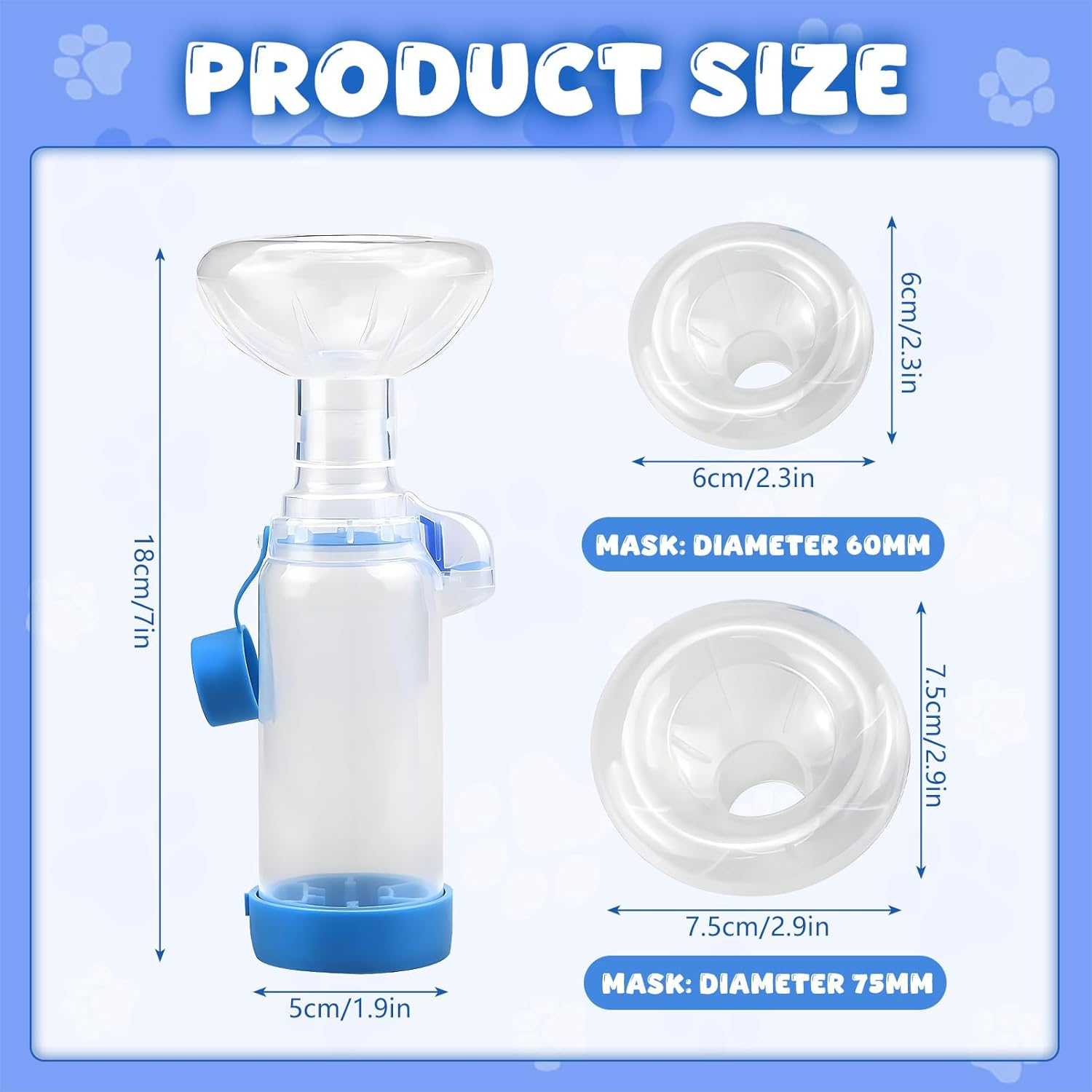 Exatta Inhaler Spacer for Cats and Dogs, Pet Inhaler Spacer with 2 Sizes Masks Cats Dogs, Aerosol Chamber, Hand Inhaler Spacer image number 3
