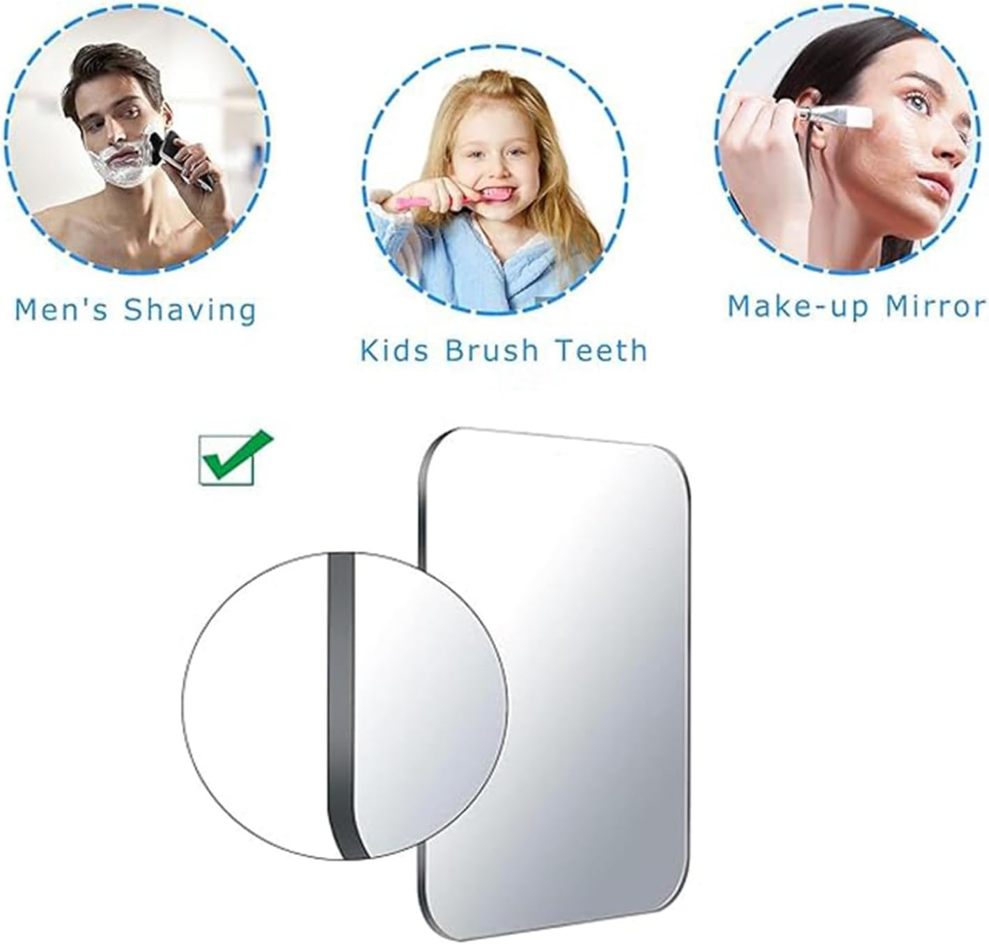 Hysgscwd Shower Mirror anti Fog, 25 * 18CM Anti-Fog Hanging Shaving Mirror, Shatterproof Fogless Shower Mirror with 2 Steel Razor Hooks Holder, Unbreakable Deluxe Plexiglass Makeup Mirror for Bathroom image number 5