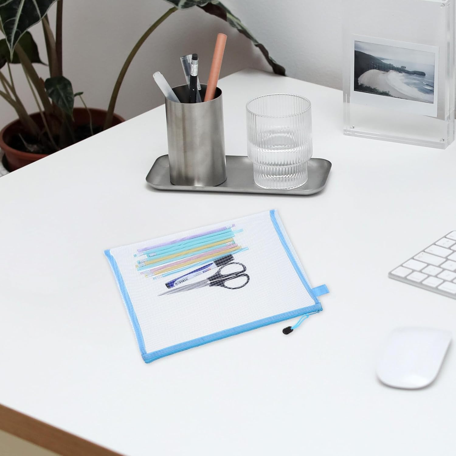 SOIMISS 5Pcs Nylon Zipper Pouches Clear Document File Organizer Large Capacity Stationery Bag for School Office Home Travel Wear-Resistant Visible Storage Bags