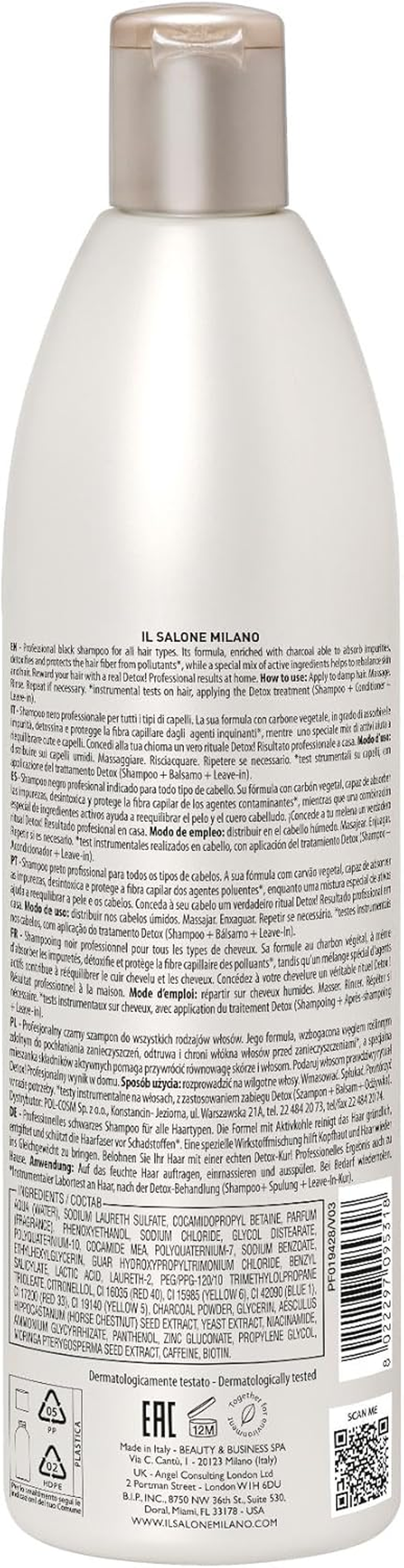 Il Salone Milano Detox Shampoo for All Hair Types 500Ml image number 5