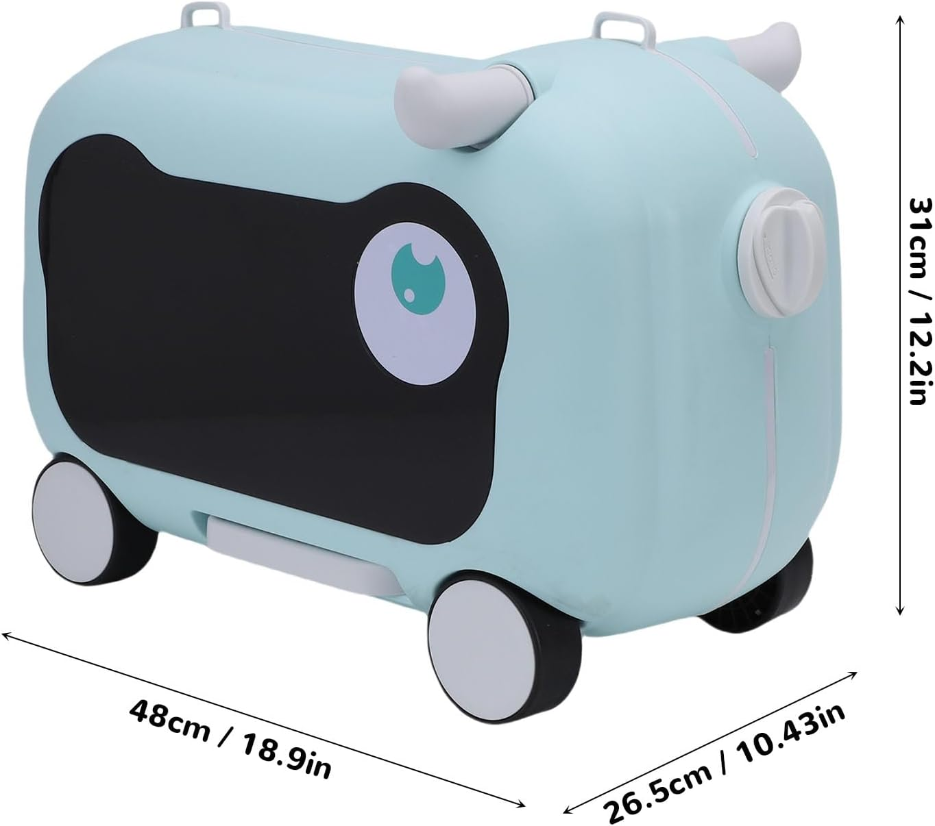 Depisuta Ride on Suitcase Kids Luggage with Gliding Scooter &, Portable Large Capacity Airline Approved Carry on Suitcase with Retractable Shoulder Strap for Family Trips (Lake Blue) - Green image number 7