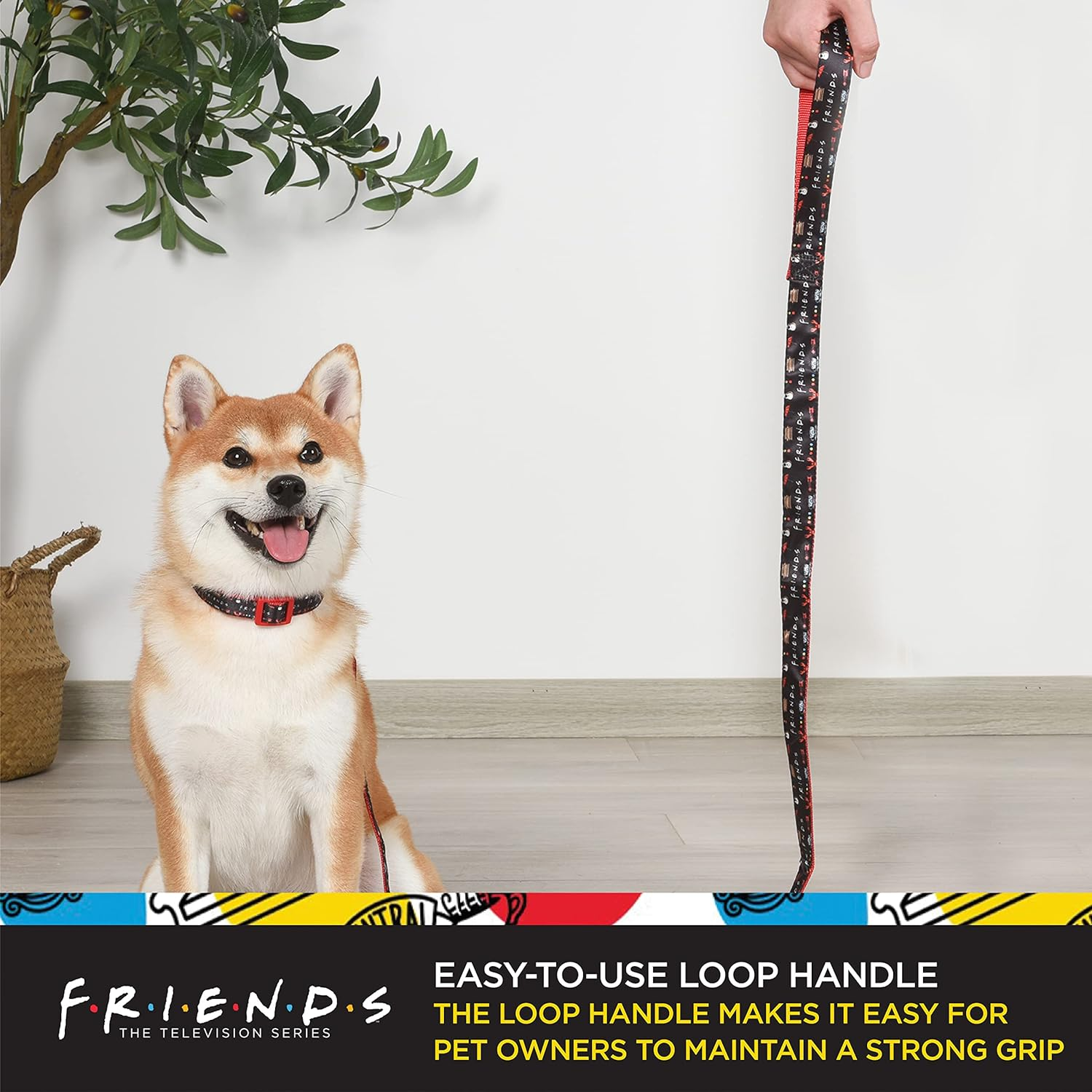 Friends TV Show Iconic Graphics Dog Leash, 6 Ft Dog Leash (72 Inches) | Cute Black Dog Leash Easily Attaches to Any Dog Collar or Harness | Friends TV Show Dog Leash for All Dogs image number 4