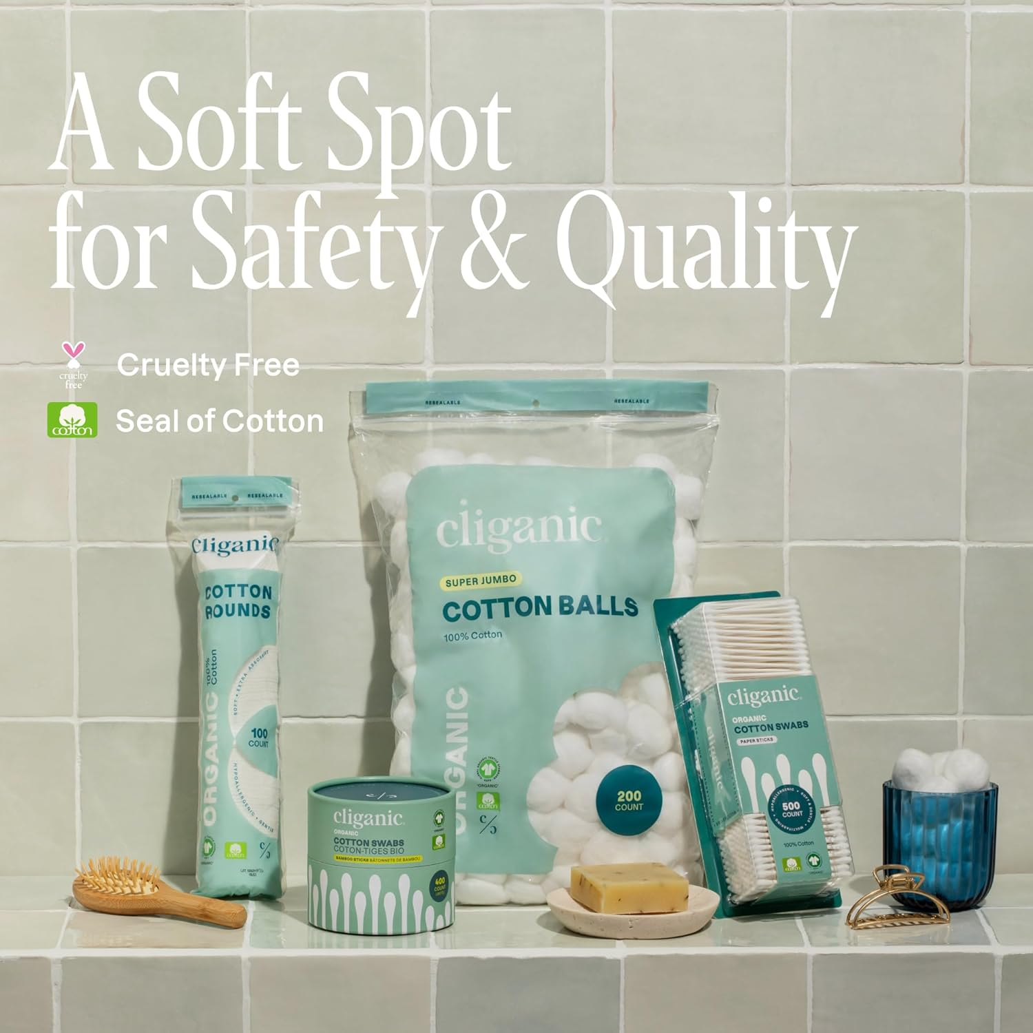 Cliganic Super Jumbo Cotton Balls (200 Count) - Hypoallergenic, Absorbent, Large Size, 100% Pure (Packaging May Vary) image number 4