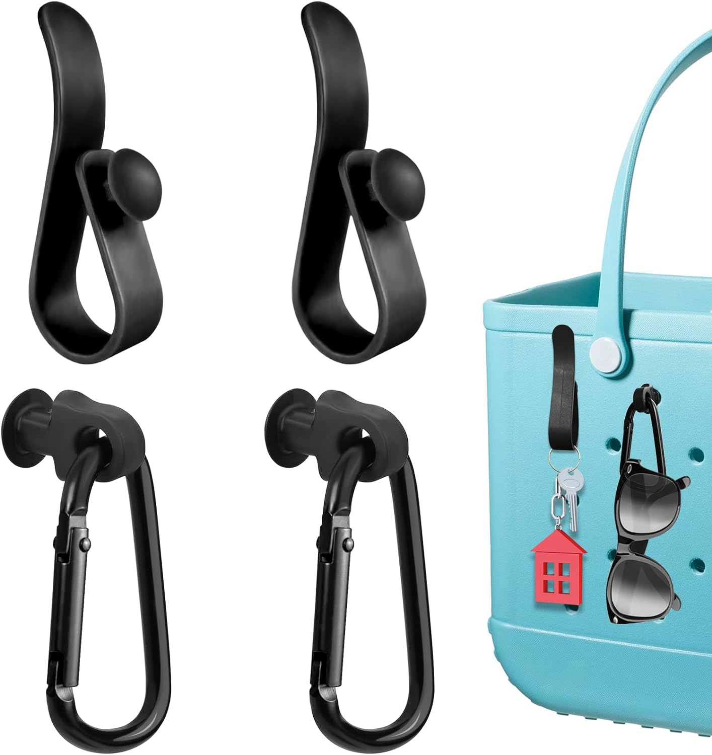 4Pcs Hooks Set Accessories Compatible for Bogg Bag, Insert Carabiner Key Chain Holder Charms, Compatible for Small & Large Beach Bags image number 2