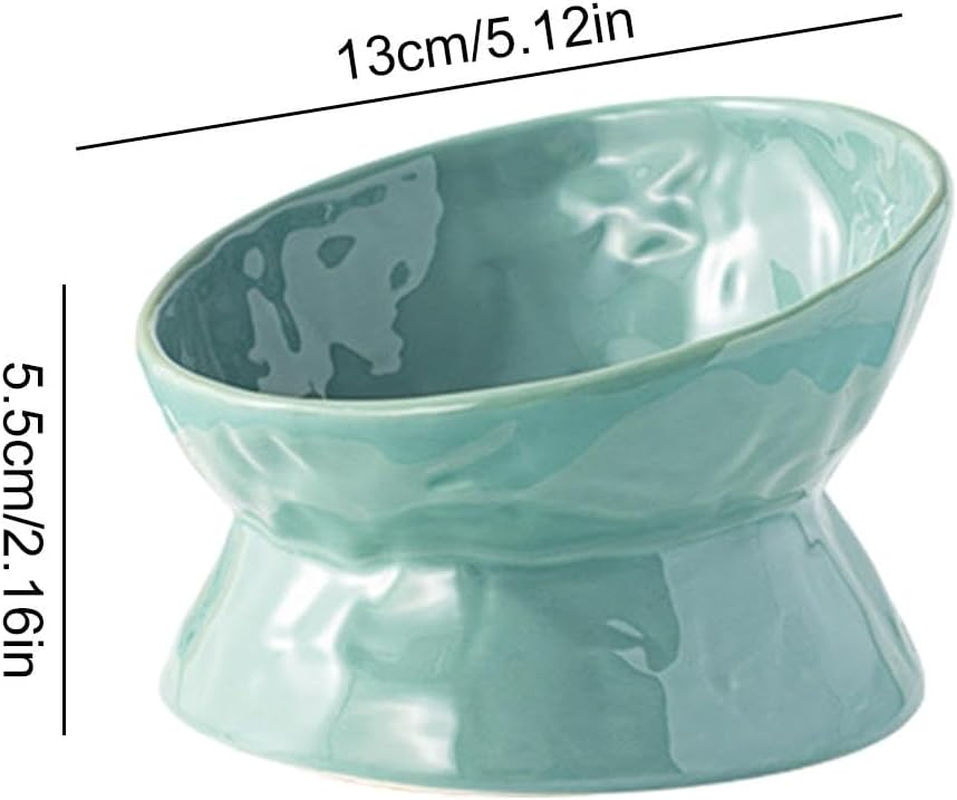 Shurzzesj Elevated Cat Water Bowl, Ceramic Cat Food and Water Bowls, Anti-Tip Pet Food Dish, Wide Cat Food Bowl for Cats Dogs Pets - Creamy Yellow Flat Mouth image number 7