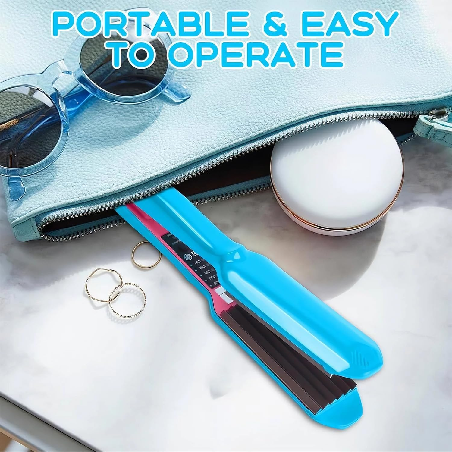 Pro Hair Crimper for Women/Girls Professional Volumizing Crimping Iron for Fluffy Style 30S Rapid Heating Fluffy Corn Iron (Blue) - Pink image number 7