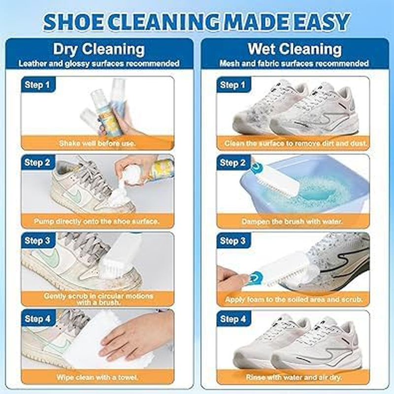 White Shoe Cleaner, 6.76 Oz Shoe Cleaning Set with Brush and Towel for Knit, Canvas and PU, Sneaker Cleaner for Tennis Shoe Cleaner (2 Bottles) image number 5