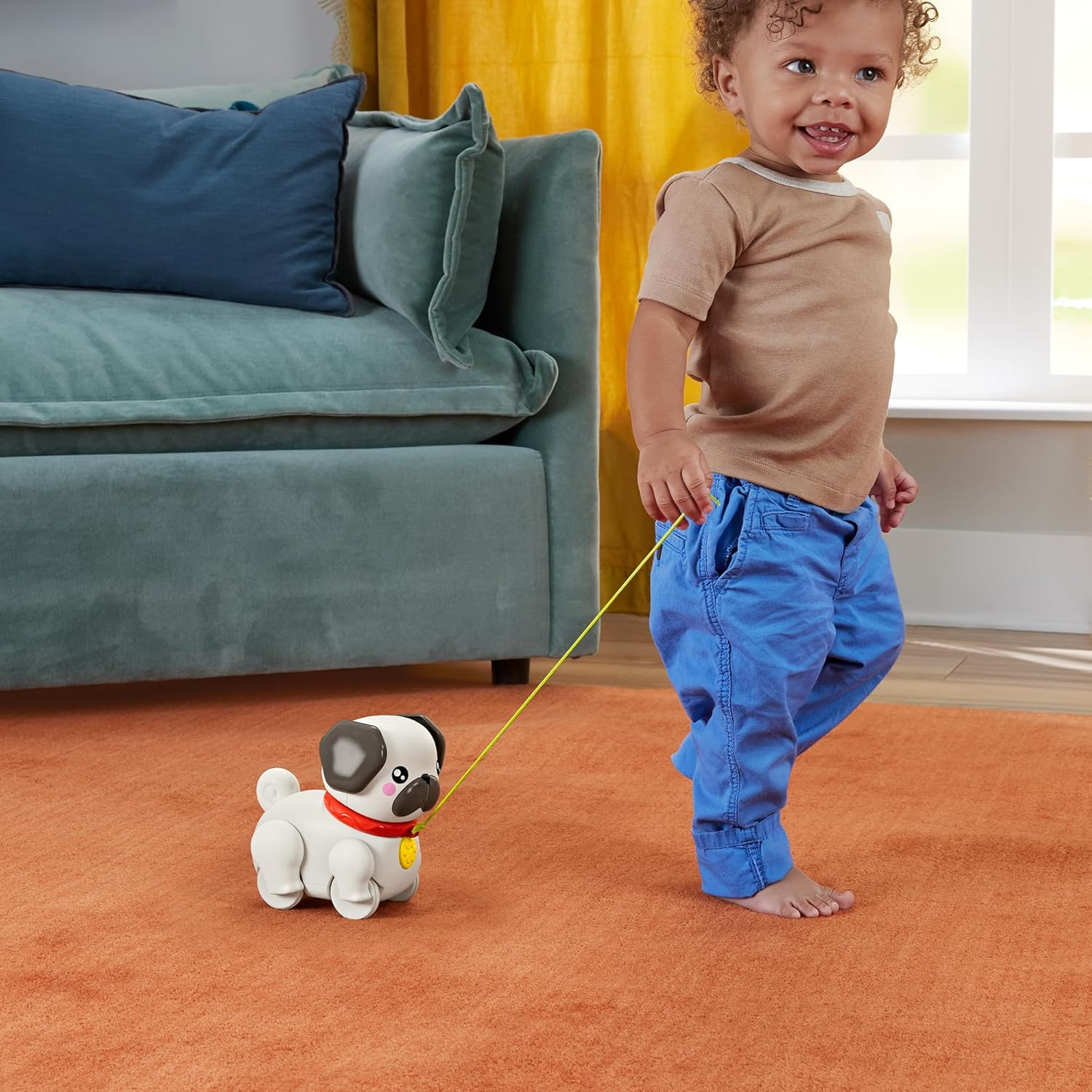 Fisher-Price Baby & Toddler Pull Toy FP Pets Walk-The-Pup-Pug with Motion & Sounds for Kids Ages 12+ Months image number 4