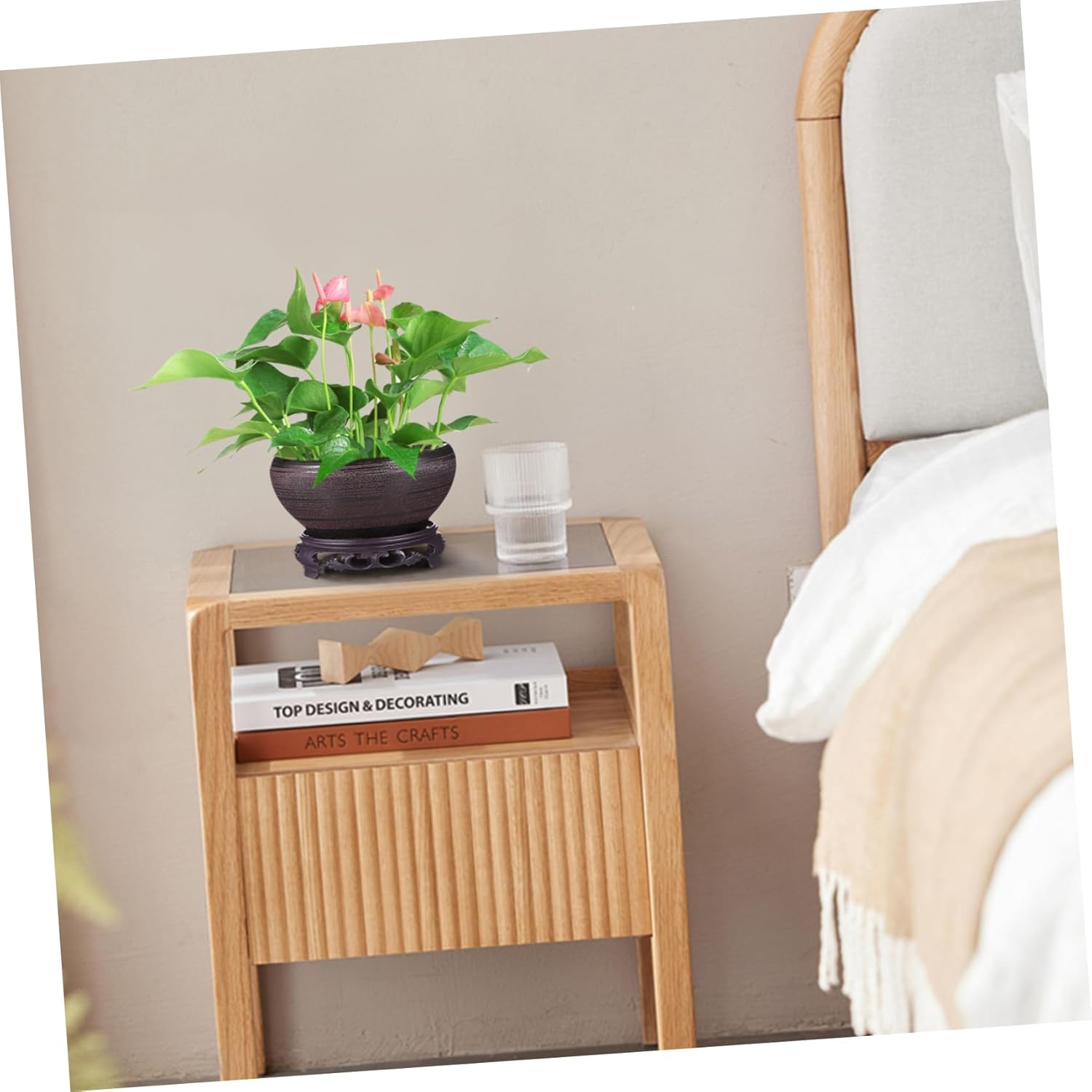 BESPORTBLE Ceramic Hydroponic Plant Pot Bowl Planter for Water Lily and Daffodil with Base, Black-Red Small Lotus Planter Suitable for Indoor Balcony Gardening image number 4