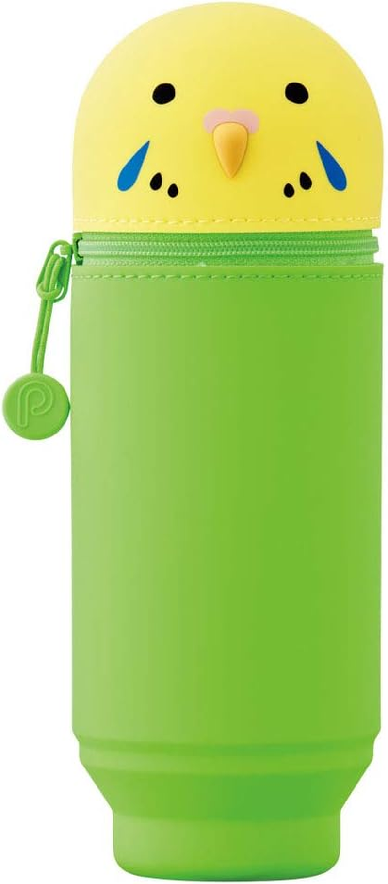 LIHIT LAB Kawaii Japanese Bird Large Stand up Pencil Case for School Office College, Cute School Supplies, Animal Pen Holder Pencil Pouch Holder Girls, Artist Pencil Case, Parrot (A7714-9)