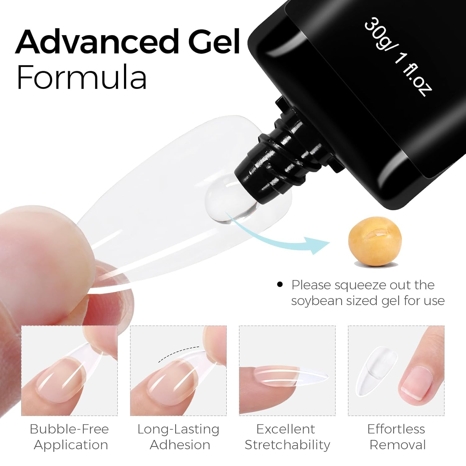 TOMICCA Nail Glue Nail Adhesive 30G Nail Tip Glue, Upgraded Gummy Gel for Fake Nails, Super Strong Hardening Gel Nail Glue Long Lasting for Carving, Decorative Nail Design and DIY Nails image number 1