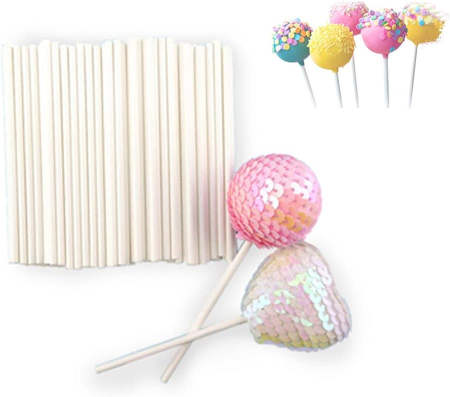 200 Pieces Cake Pop Sticks Lollipop Paper Sticks,Cake Pop Stick,Paper Sticks for Chocolate,For Funny Lollipop Making,Cookies,Dessert (White,6 Inch,4 Inch) image number 2
