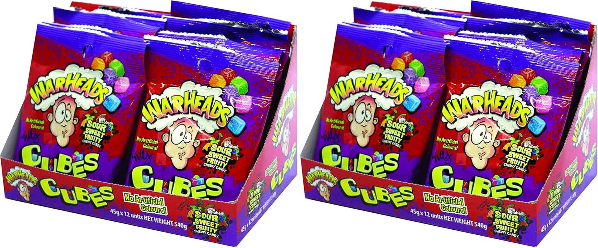 Warheads Sour Chewy Cubes 45 G (Pack of 12) image number 2