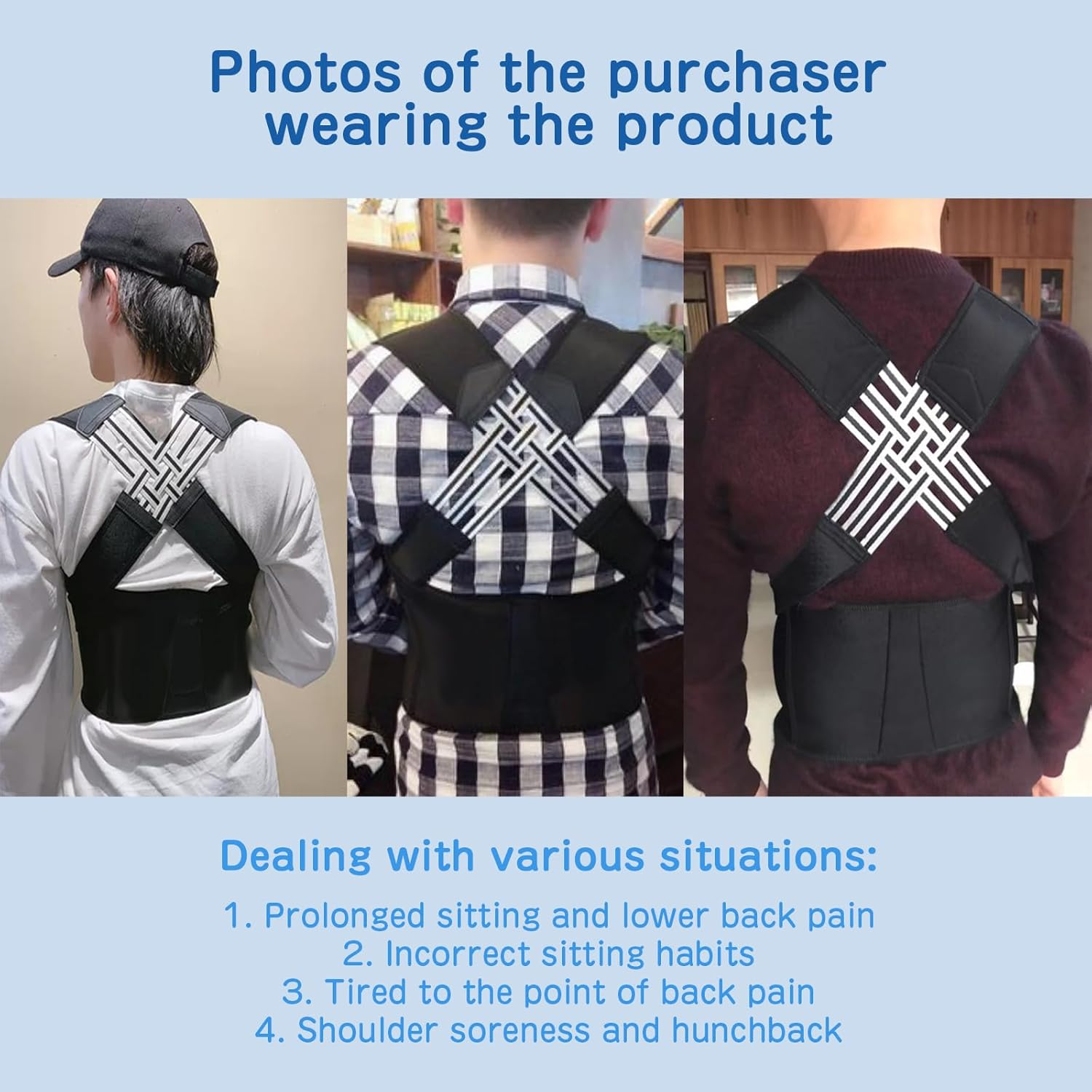 Adjustable Back Posture Belt for Men & Women，Back Brace for Posture,Back Supporter,Adjustable Elastic Straps (S) image number 1