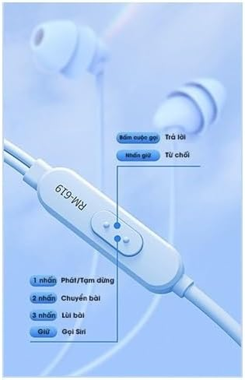 Remax RM-619I Wired Sleep Earphone for Iphone, Blue image number 4