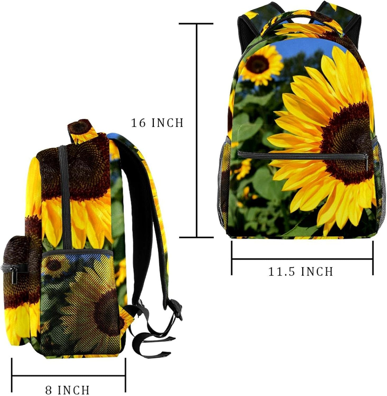 Sunflower Backpack Students Shoulder Bags Travel Bag College School Tote Backpacks image number 2