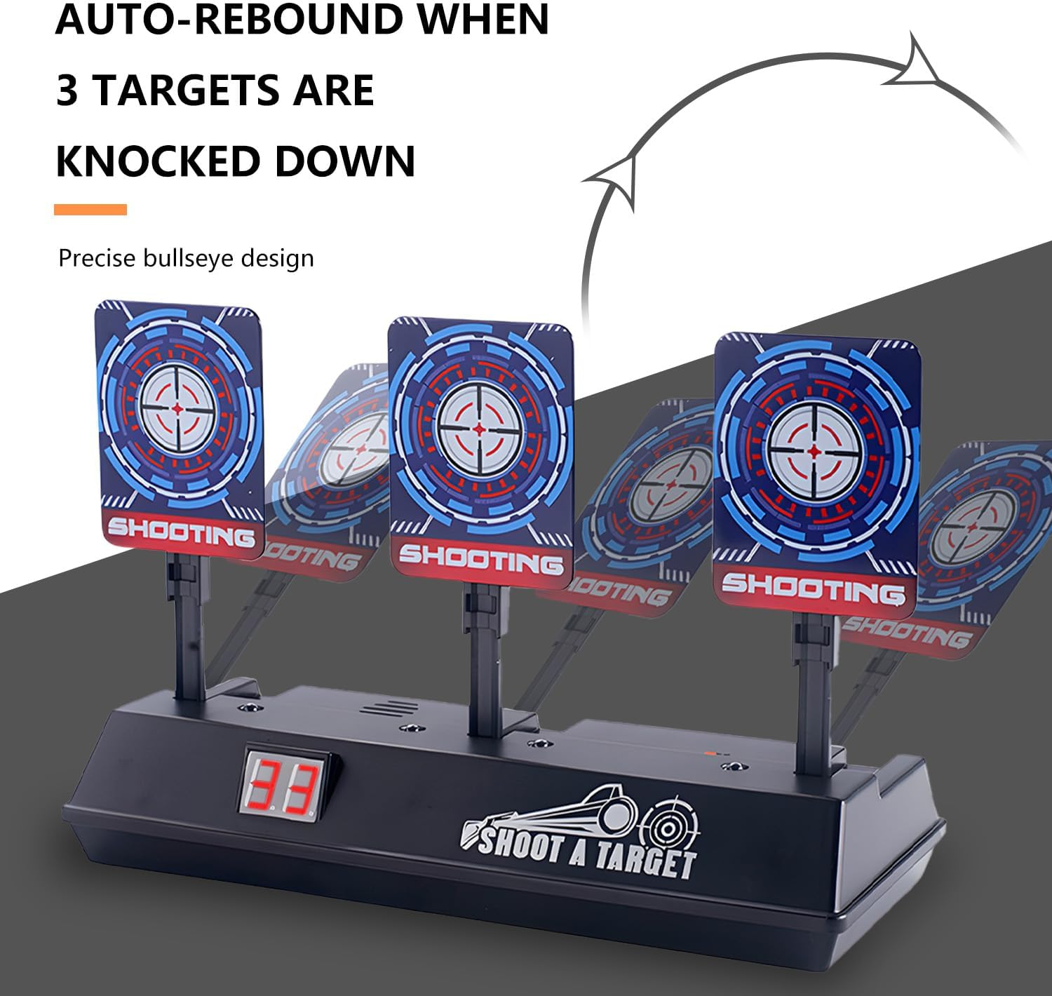 WALWAL Auto Reset Electronic Scoring Shooting Target with a Net Compatible for Nerf Gun Toys(3 Targets) image number 1