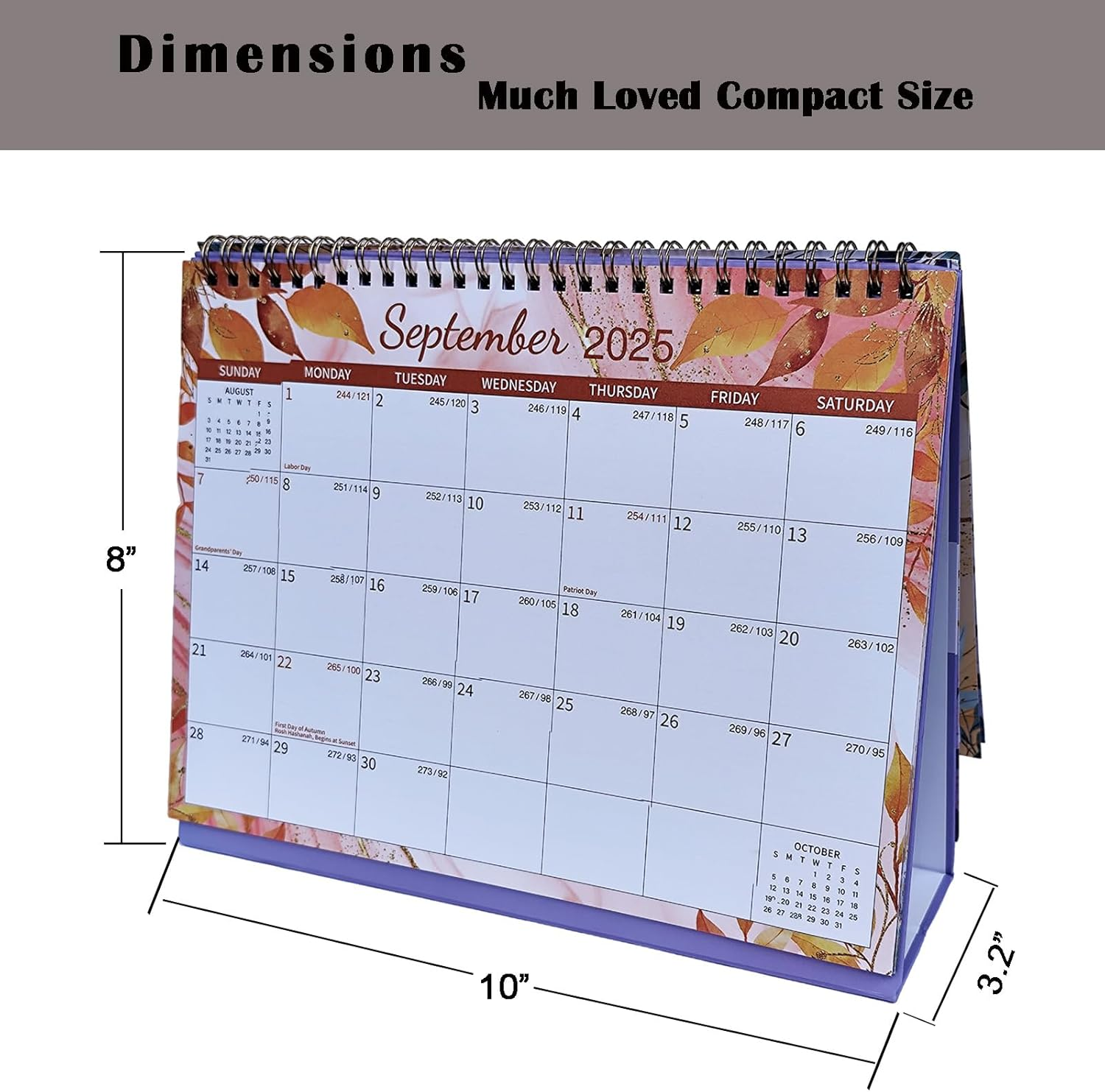 Aesthetic Small Desk Calendar 2025.07-2026.12, 18Month Use July 2025 to Dec 2026, Standing Flip Desktop Calendar, Colorful Monthly Desk Easel Calendar, Compact Size, Perfect for Easy and Effective Organizing (Purple Marble)