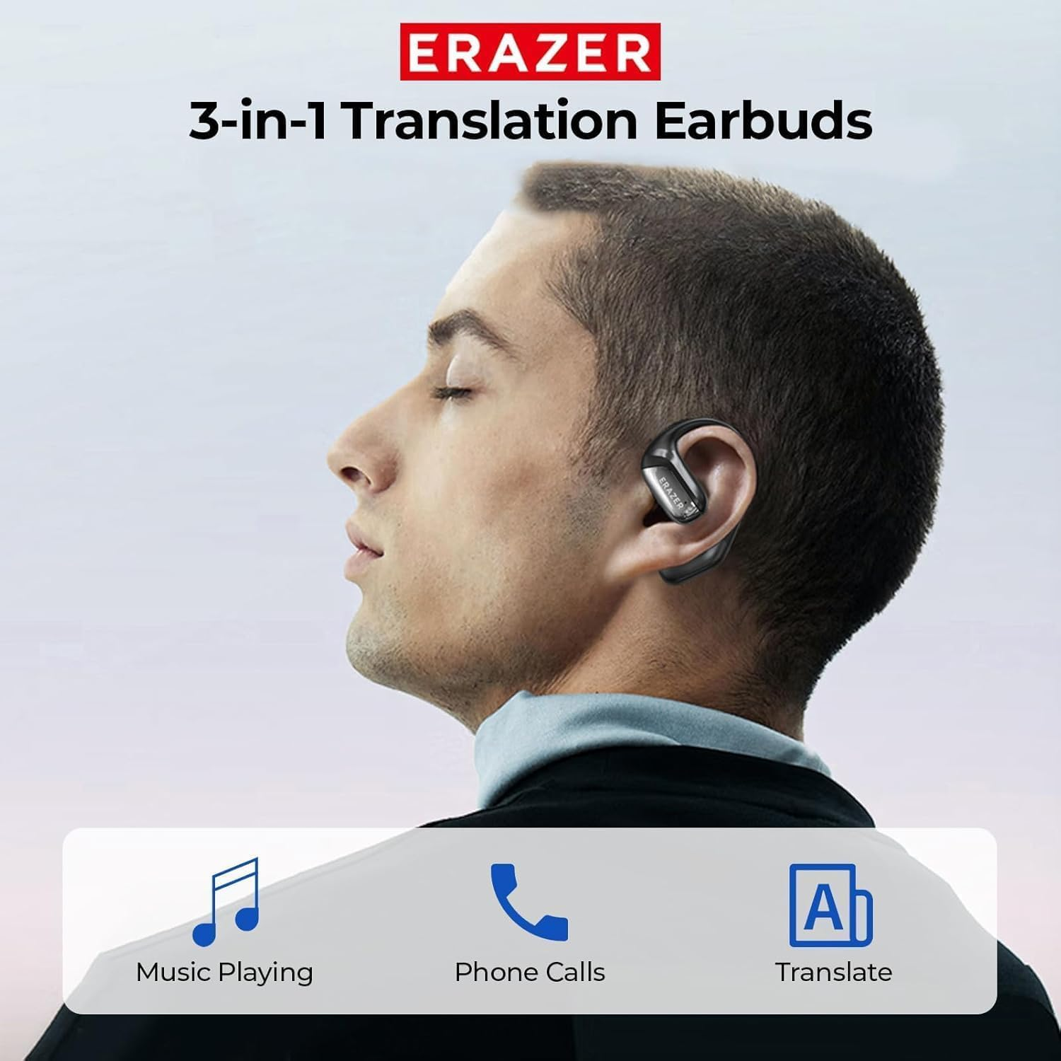 AI Translation Earbuds Real Time, LCD Touch Screen OWS Real-Time Translator Earbuds for 134 Languages, Open Ear Translation Headphones for Travel, Business, Learning, Compatible with Ios & Android image number 2