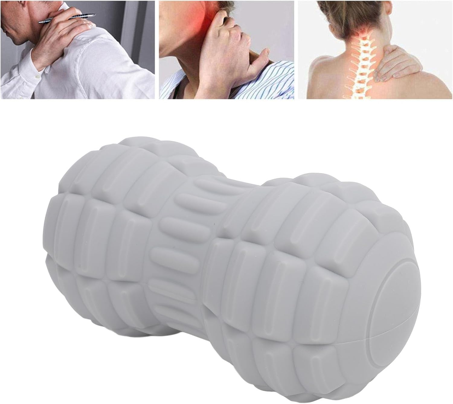Vibrating Massage Ball, Foot and Body Portable Massage Roller with 4 Vibrating Speeds, 1500Mah Battery, Deep Tissue Pain Relief (Grey)