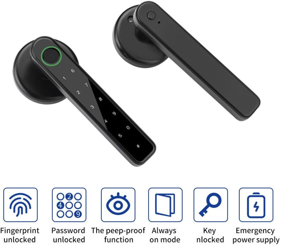 Xenocam Fingerprint Smart Door Lock Keyless Entry 3-In-1 Door Lock, Smart Lever Unlock by Fingerprint/Keypad/Code/Key for Home, Hotel, Apartment, Office, Bedroom image number 5