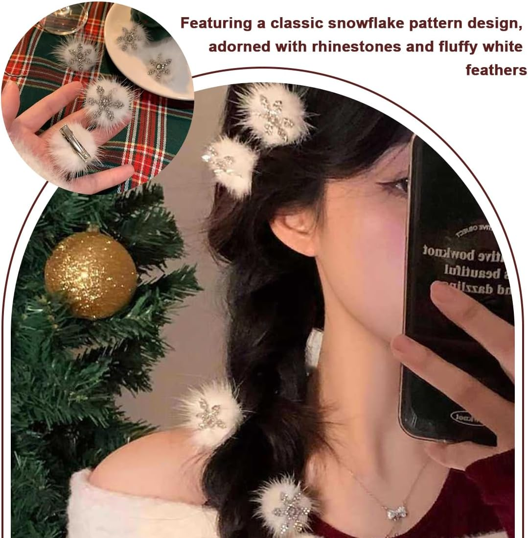 Pack of 8 Valentine'S Day Snowflakes Hair Clips Shiny Rhinestone Alloy Snowflake Hair Clips Set, Crystal Hair Pins for Women Girls Wedding Christmas image number 1