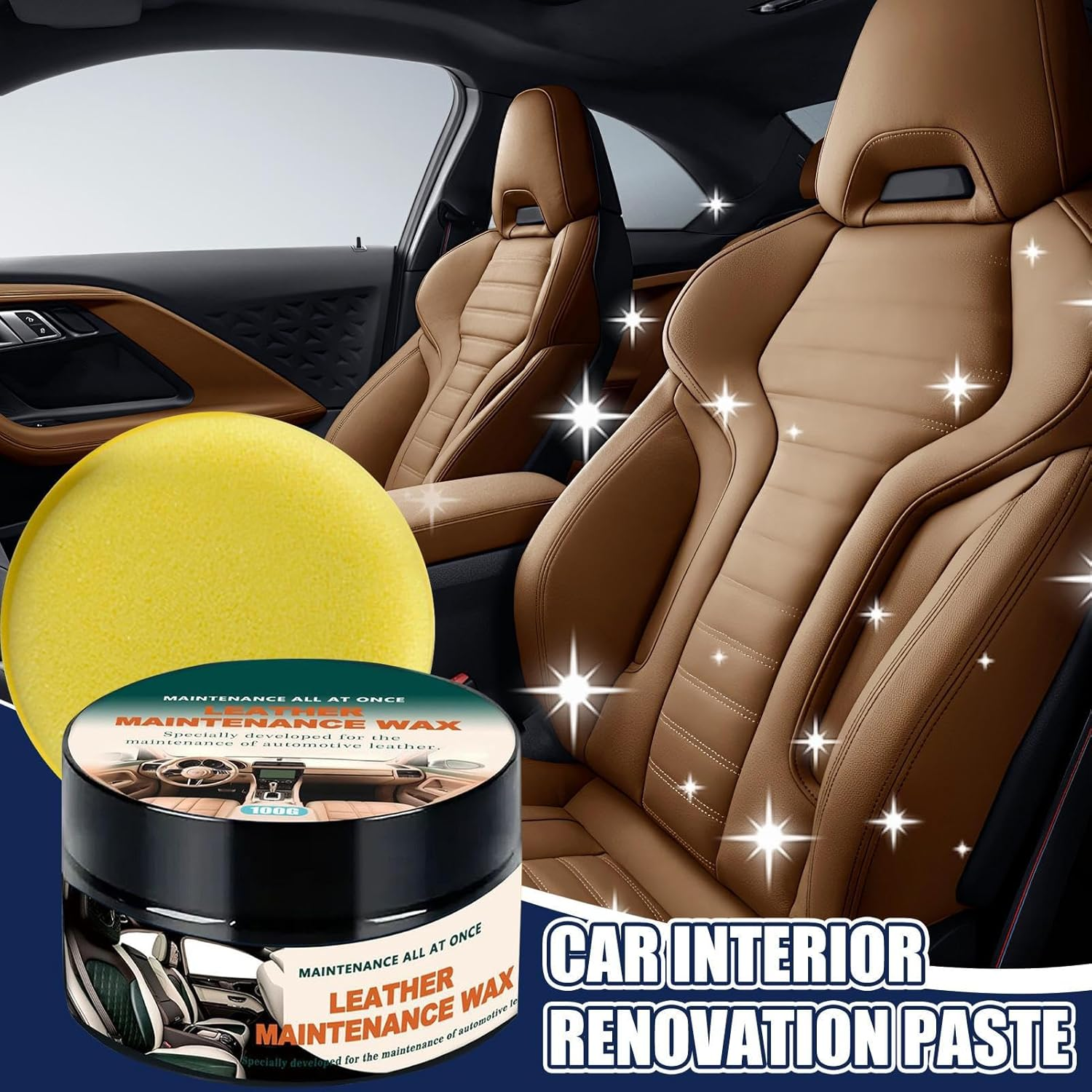 Rissunkv Car Interior Restorer | Dashboard Scratch Repair Kit,100G Automotive Wax Safe Long Lasting Cleaner Coating Paste Detailing Supplies for Wheel image number 3