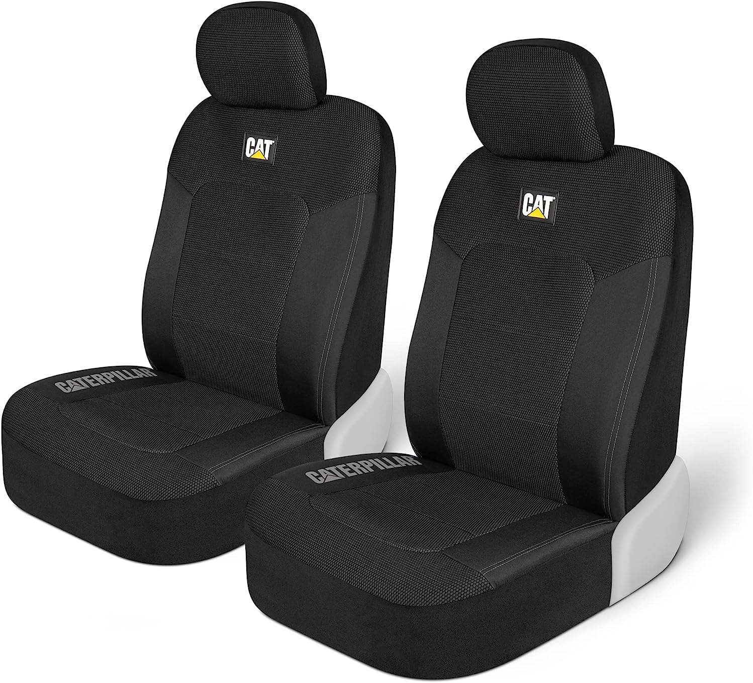 Caterpillar Meshflex Automotive Seat Covers for Cars Trucks and Suvs (Set of 2) &ndash; Gray Car Seat Covers for Front Seats, Truck Seat Protectors with Comfortable Mesh Back, Auto Interior Covers
