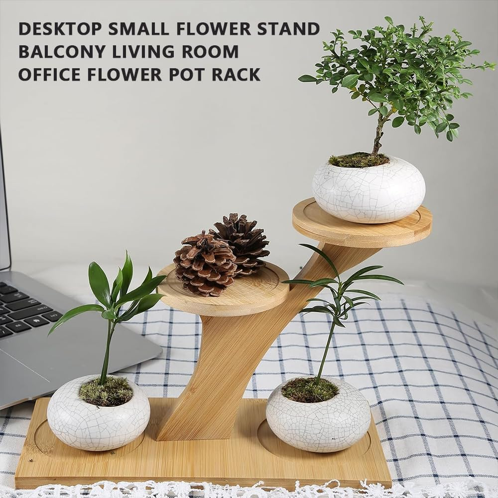 Window Sill Plant Shelf &ndash; Bamboo Desktop Plant Stand for Succulents, Herbs, and Flowers, Tabletop Plant Holder for Home, Office, Living Room, Bedroom Decoration image number 5
