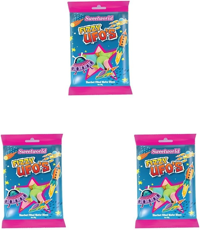 Sweetworld Fizzy Ufos, Sherbet Filled Water Discs, 20G
