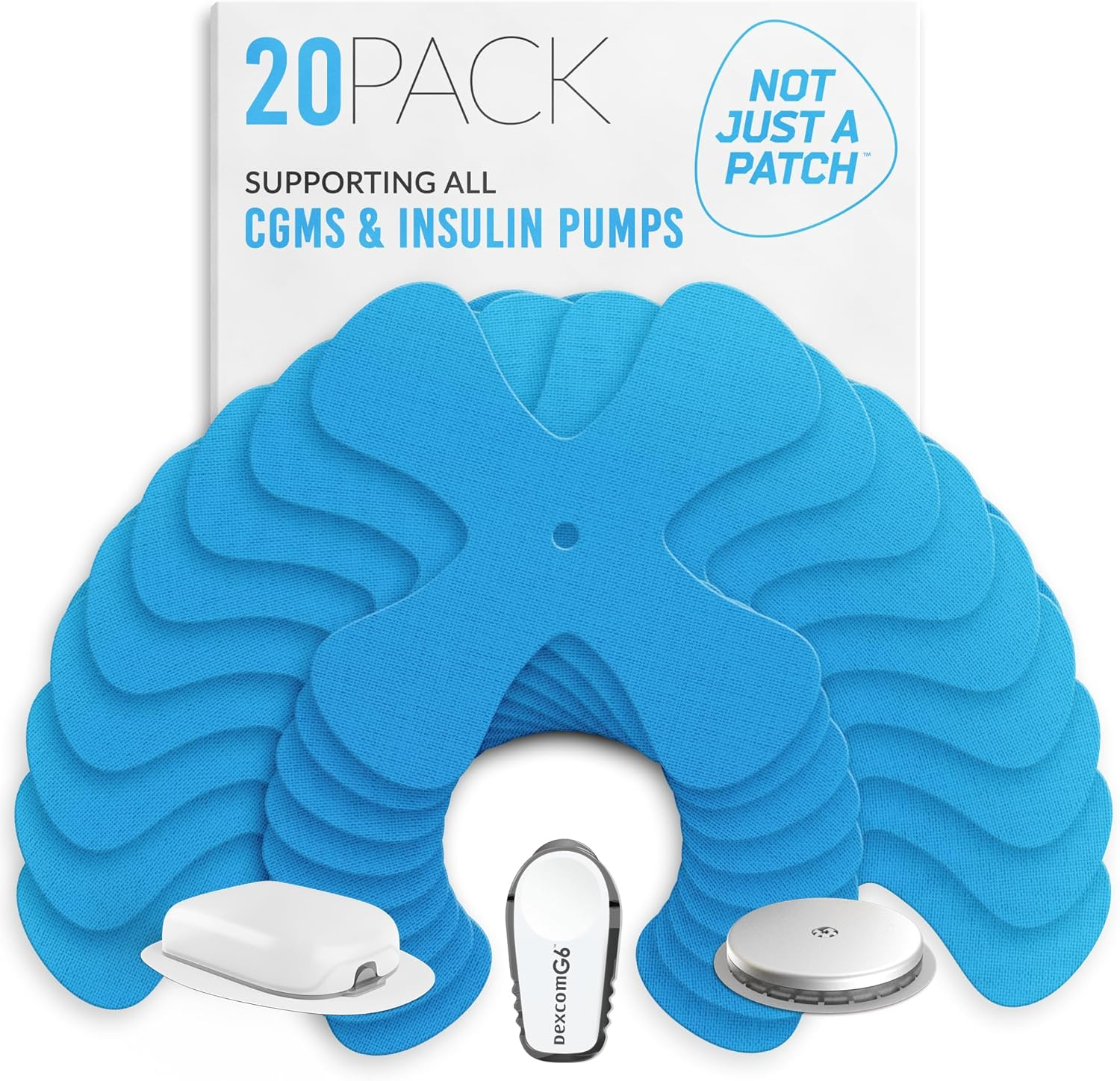 Not Just a Patch X-Patch CGM Sensor Patches (20 Pack) - Water Resistant Omnipod 5 Adhesive Patches - Durable for Active Lifestyle for 10-14 Days - Compatible with Dexcom G6, Libre 2 in Beige