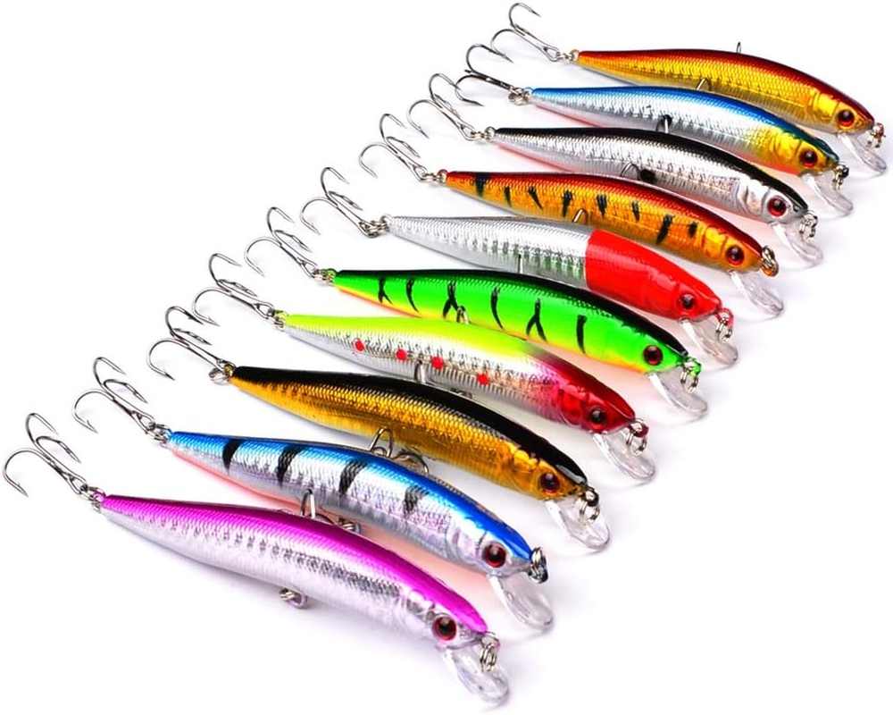 Origlam 10Pcs Fishing Lures - Life-Like Swimbait, Minnow Hard Lure Bass Trout Baits Kit, Topwater Hard Baits Crankbait Swimbait for Saltwater Freshwater image number 4