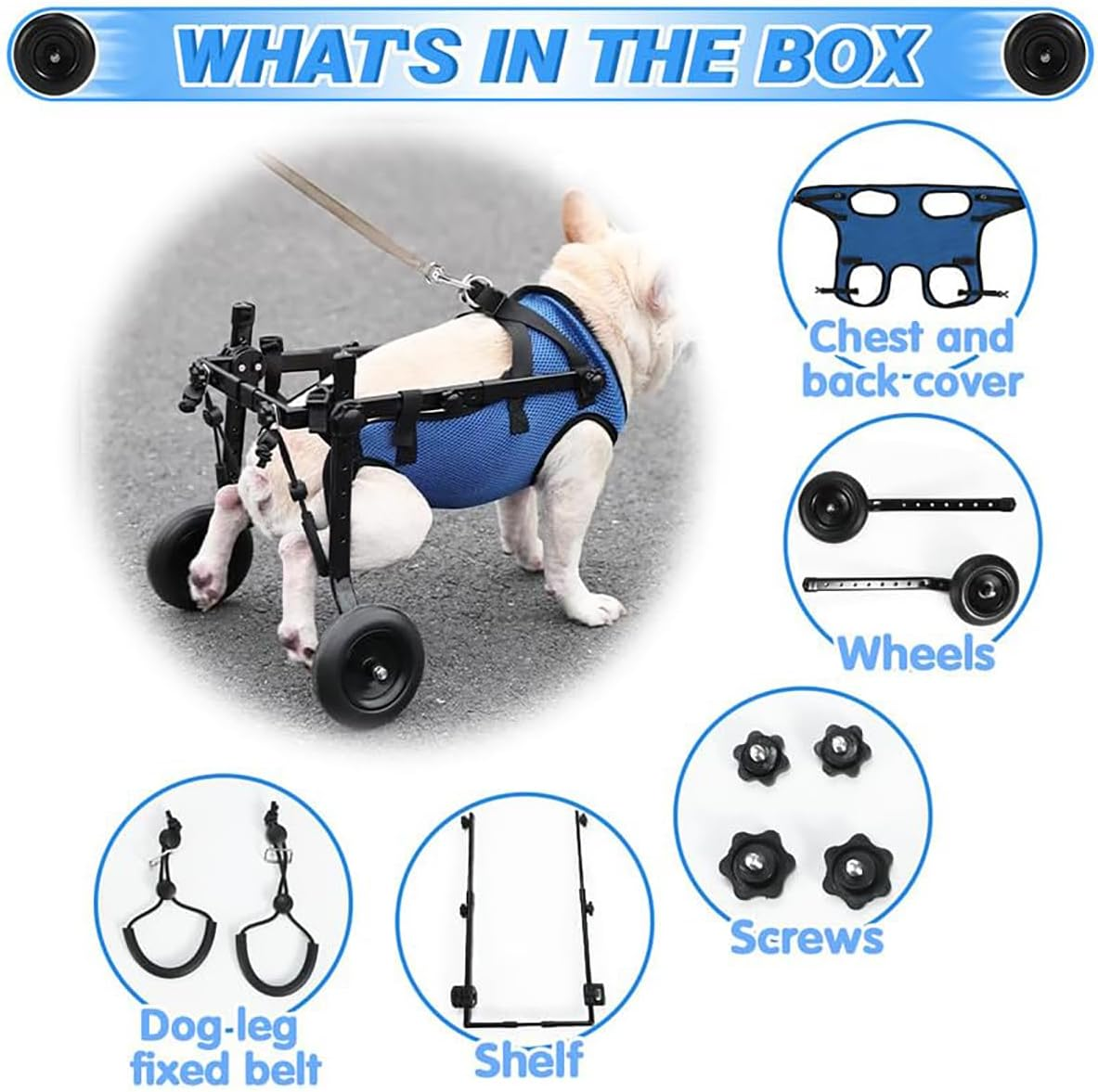 Portable Pet Wheelchair for Disabled Dogs Adjustable Dog Wheelchair for Back Legs Mobility Aids for Disabled Pets Dog Leg Brace and Hip Support (XS) image number 3