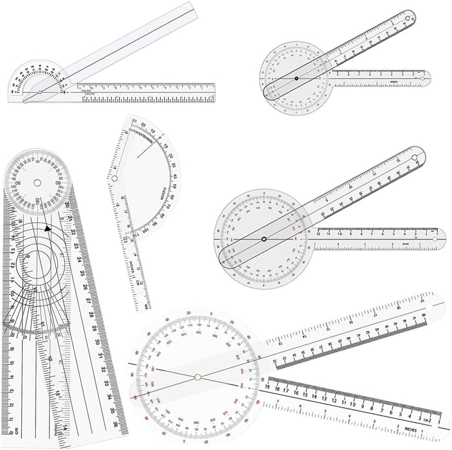 6 Pcs Finger Goniometer, 6/8/12 Inch Angle Finger Goniometer,360&deg;Goniometer Set, Occupational Therapy Protractor Tool Measuring Angle Ruler 360 Degree Universal image number 3