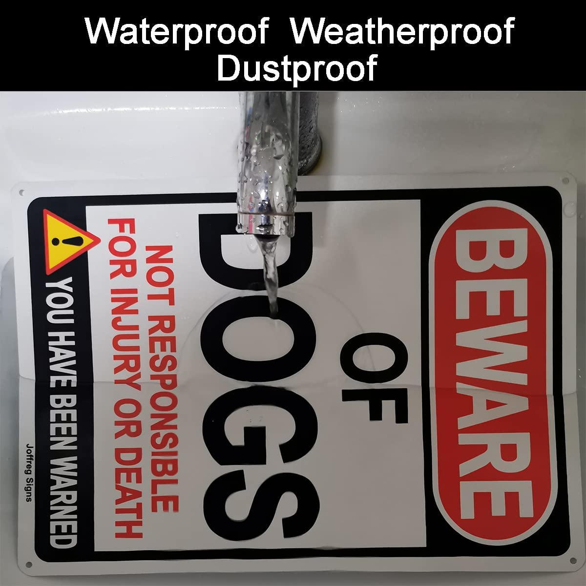 Joffreg Beware of Dogs Sign,Dog Warning Sign,18 X 25 Cm,Reflective Aluminum,Uv Printed,Weather Resistant,Waterproof,Durable Ink,Easy to Mount,Indoor or Outdoor Use,2 Pack