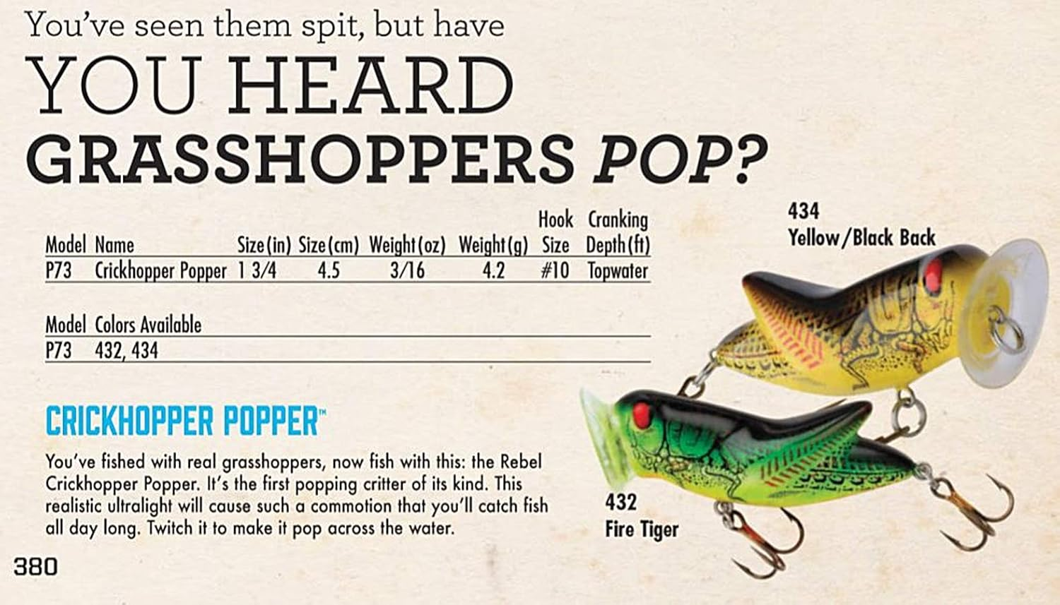 Rebel Crick Hopper Popper Fishing Lure - Fire Tiger image number 2