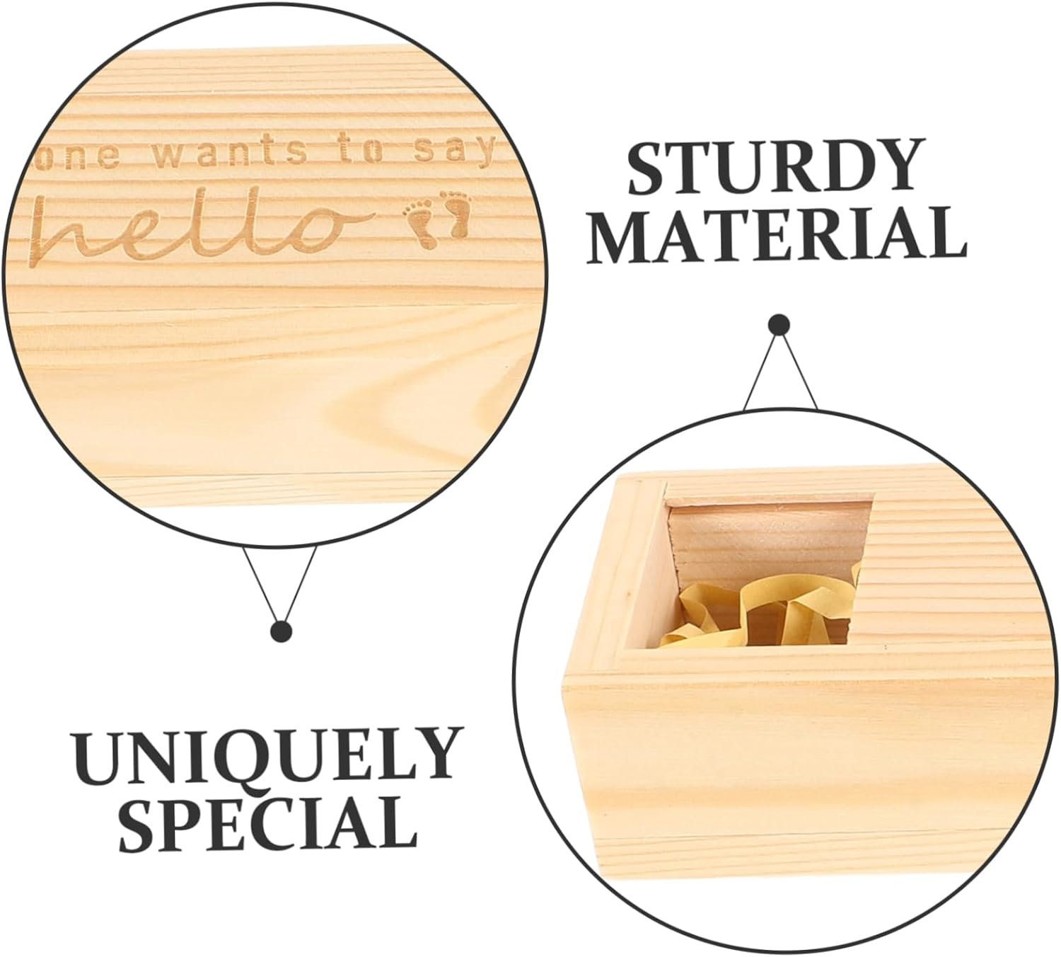 Wooden Pregnancy Test Box Female Pregnancy Announcement Case for Newborn Keepsake Charming Footprint Motif Storage Box