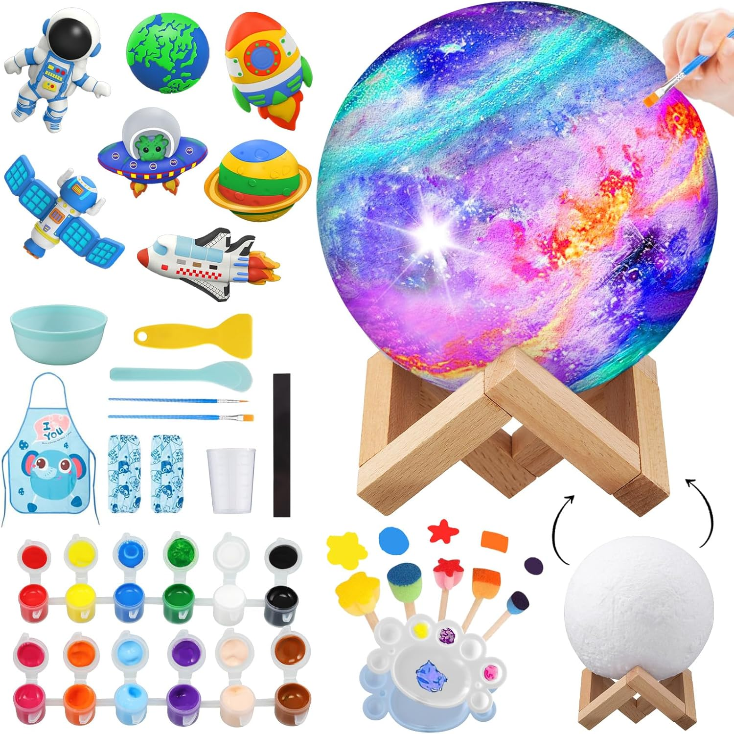 Paint Your Own Moon 16 Color DIY 3D Space Moon Night Art Kit for Kids, Fun Arts & Crafts Toys Project, Art and Crafts for Kids Age 8-12,Kids Toys Girls 6-8 image number 3